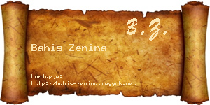 Bahis Zenina névjegykártya
